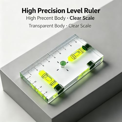 Transparent acrylic T-shaped integrated level with printed scale, high-precision bubble level, 95x51x13mm (Magnetic Green - Double Line) - color: Magnetic Green - Double Line