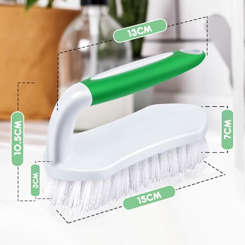Lallisa 12 Pcs Scrub Brush Bulk for Cleaning with Handle, Green - color: Green