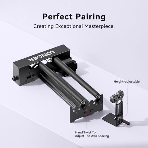 Longer Rotary Roller Series,with Bracket, Y-Axis 360° Rotation for Laser Engraver Engraving Cylindrical Objects Tumblers Cans Cups Bottles, Compatible with 99% of Laser Engraver,Size 268 * 184 * 60mm - size: 268 * 184 * 60mm