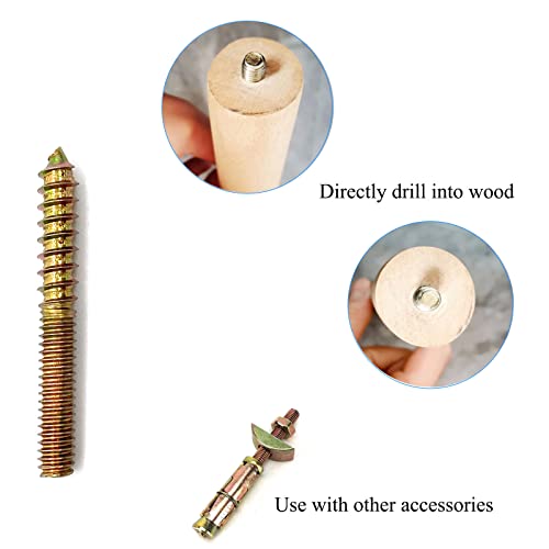 12 Pack 1/4-20 x 2 Inch Hanger Bolts 1/4-20" Double Headed Bolts 1/4 Wood Dowel Screw Self-Tapping Screw Hanger Bolts for Furniture Screws Threaded Rods Bolt 50mm Length - size: 1/4-20"x2"-12PCS