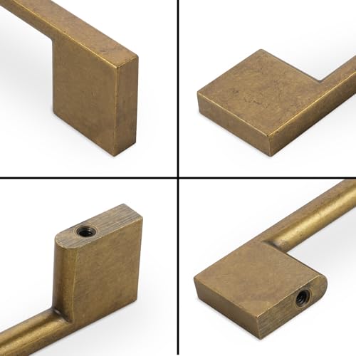10 Pack 3-3/4 Inch(96mm) Cabinet Pulls Antique Brass Kitchen Cabinet Handles Zinc Alloy Drawer Pulls Solid Cabinet Hardware - color: Antique Brass, size: 3-3/4'' Hole Center(96mm)