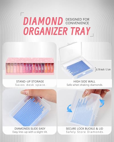forever young 15PCS Diamond Painting Storage Containers Trays - size: 15pcs Portable set