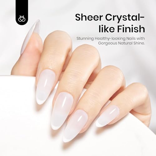 Beetles Milky White Gel Nail Polish No Wipe Gel Top Coat and Base Coat Set 3Pcs 15ml, Nude Jelly Color Long Lasting, Soak Off U V LED Nail Art Design for Women - color: E-Milky-3