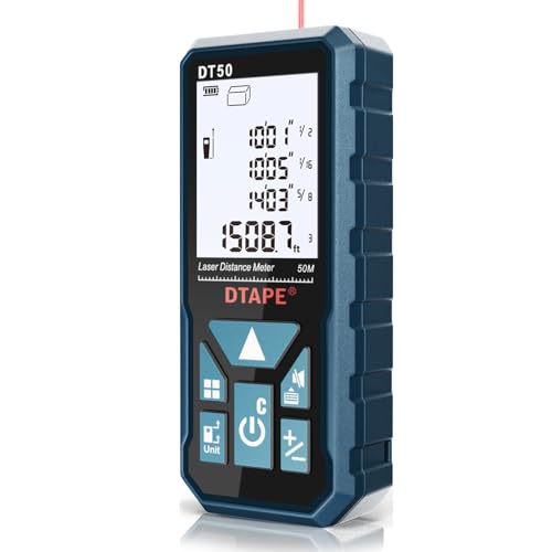 Laser Measure, DTAPE High-Accuracy Laser Measuring Tool, 2" Backlit LCD Display Laser Tape Measure, Ft/in/Ft+in/M Electronic Tape Measure, Distance/Area/Volume/Indirect Laser Range Finder