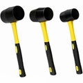 3 PCS Rubber Mallet Hammer Set (8oz/16oz/32oz), Rubber Mallet Heads with Non-Slip Fiberglass Handle for Woodworking, Flooring and Tent Stake Installation - size: 8oz/16oz/32oz