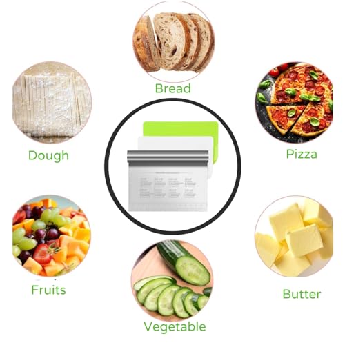 BOORIKA Dough Scraper & Bench Scraper Kitchen – Stainless Steel Sourdough Tools – Dough Cutter for Sourdough Bread, Pizza, and Flat Top Griddles – Chef Approved (Silver) - color: Silver