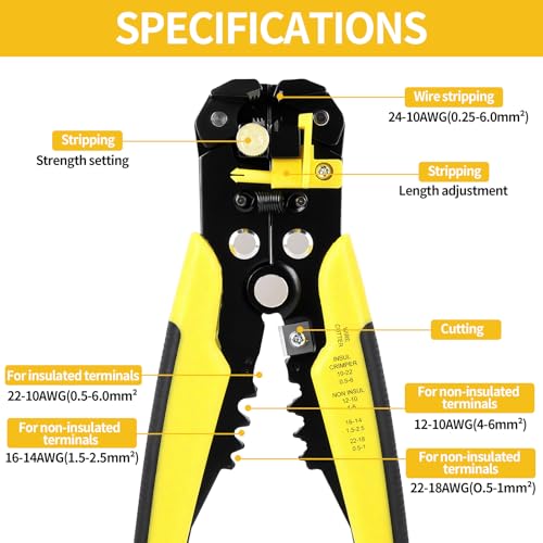 Self-Adjusting Wire Stripper Tool, 3-in-1 Heavy Duty Automatic Electrical