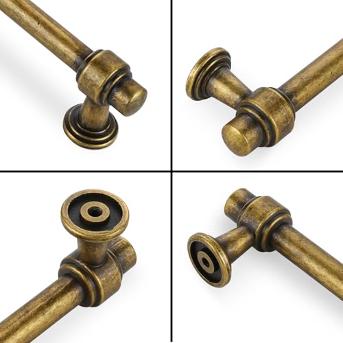 10 Pack Antique Brass Cabinet Pulls 6-1/4 Inch(160mm) Kitchen Cabinet Handles Cabinet Hardware for Drawer Pulls - color: Antique Brass, size: 6.3" Hole Center(160mm)