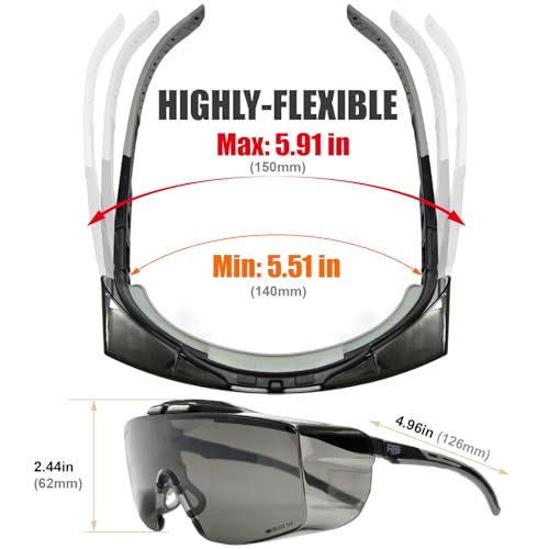 HTS HUNTERSKY ANSI Z87.1+ Anti Fog Fit Over Eyeglasses Safety Glasses Up to 1.88 inch 99.9% UV Protection OTG Lab Goggles - color: 3906s Black-gray / Gray Lens