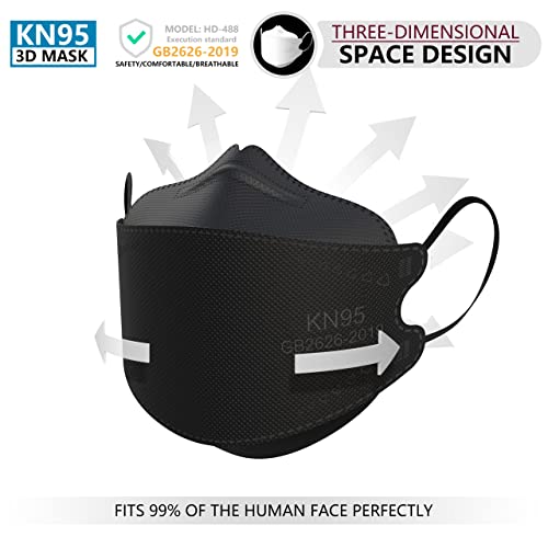 KN95 Face Masks 50 Pack, Breathable Comfortable and Disposable KN95 Mask, Black - color: Adult Black