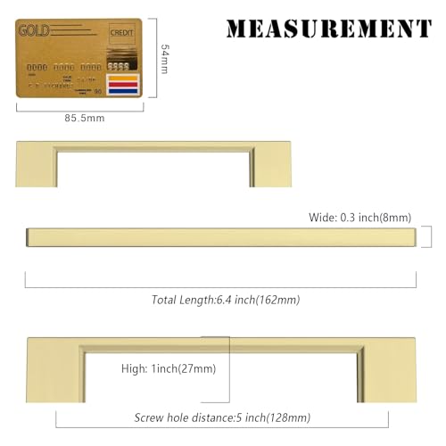 Amerdeco 10 Pack Brushed Gold Cabinet Pulls 5" - color: Brushed Gold, size: 5" hole center