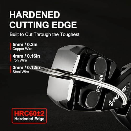 PURUS 8" High-Leverage End Cutting Pliers - Professional Heavy Duty CR-V Steel Nail Puller & Nipper, HRC60+ Induction Hardened Edge for Carpenter & Fence Repair
