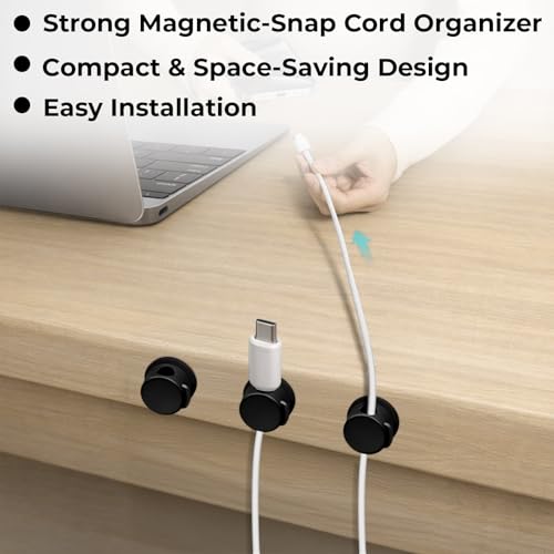 Travel Depot Cable Management Magnetic Snap Organizer 6-Pack, Black - color: Black