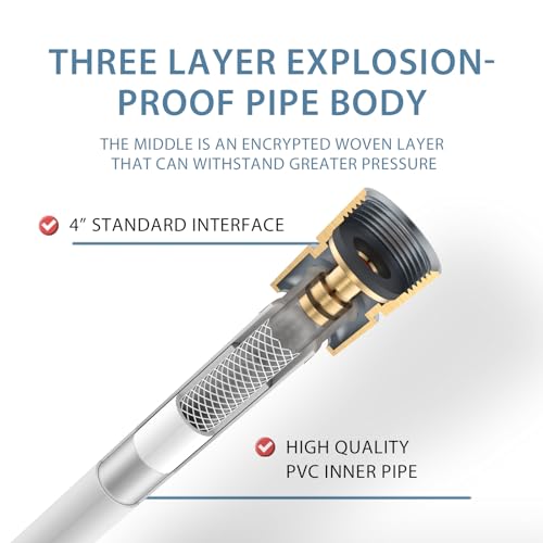 59 Inches White PVC Shower Hose Replacement For Cleaning - color: White, size: 59 In