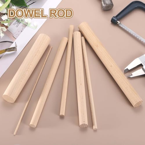 MECCANIXITY Wooden Dowel Rods,(8mm) 1/4 x 6 Inch Round Wooden Rod Unfinished Solid Wood Sticks Crafts Wand for Arts Decoration, Craft and DIY Projects Wand,Pack of 10 - size: (8mm)1/4 x 6 Inch