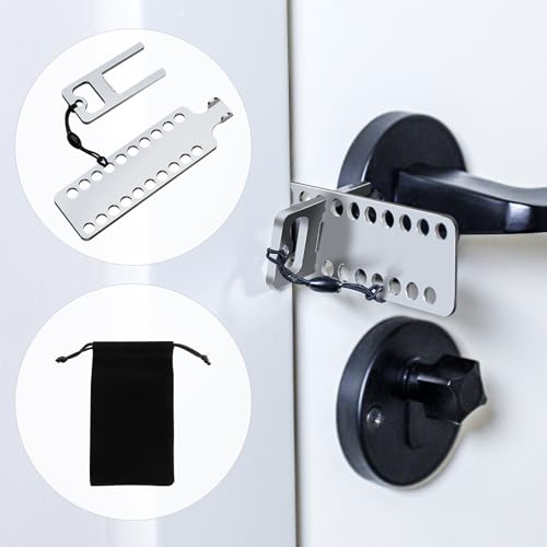 Portable Door Lock for Travel - Hotel Door Locks for Travelers Security, Stainless Steel Door Safety Locks from Inside, Apartment Door Security Devices Magnetic Door Jammers