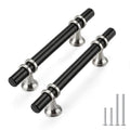 Rergy 10 Pack 3-3/4 Inch Hole Center Black and Silver Cabinet Pulls - color: Black&Brushed Nickel, size: 3-3/4in Hole Center(96mm)