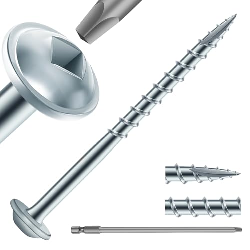Pocket Hole Screws #8 x 2 Inch (250Pcs) 2lb. Carbon Steel, Zinc Plated, Washer Head, Coarse Thread, Square Drive,150MM Drive Bit Included - color: Zinc Plated, size: #8 x 2"
