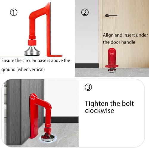 Door Stoppers Security, Portable Door Lock for Travel, Hotel Safety Device - color: Red