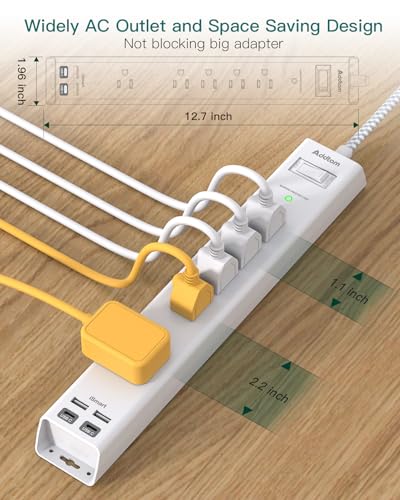 2 Pack Surge Protector Power Strip -15ft Extension Cord, 5 Outlets 4 USB - size: 15 FT