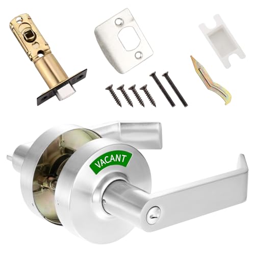 MUTEX Large Grade 2 Commercial Privacy Indicator Lock - Drop-in Replacement, Heavy Duty Door Levers for Restroom and Bathroom, Keyless Lock, Fits Standard Door Sizes, ANSI Grade 2 - Silver