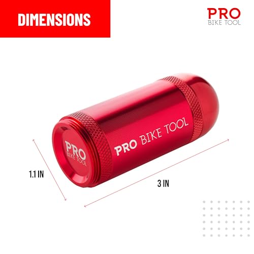 PRO Bike Tool Tubeless Bike Tyre Repair Kit – for MTB and Road Bicycle Tyres – Fix a Puncture or Flat, Fast – Tackle Set Includes Storage Canister, Plugger Tool and Plugs - color: Red