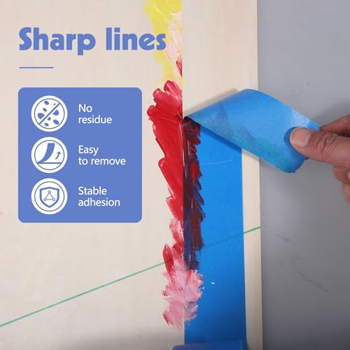8 Rolls Painters Tape 2 Inch Wide Blue Painters Tape for Wall Painting - size: 8rolls/2in（L)