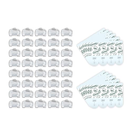 Command Outdoor Light Clips, 40 Clear and 48 Strips, Damage Free Hanging with Weather Resistant Strips, Wall Clips for Hanging Outdoor Lights and Cable Management - size: 2 Pack