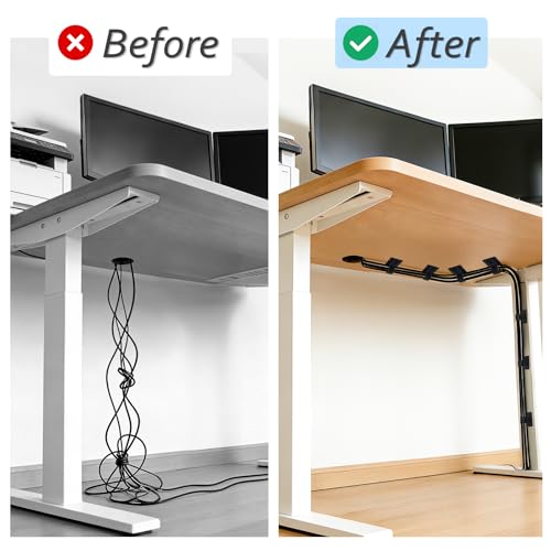Cable Management Under Desk Detachable Cable Straps, Black, 20 Pack - color: Black