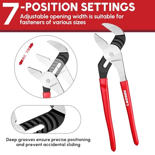 ARROW Groove Joint Pliers, 12" Adjustable Water Pump Pliers - size: 12"