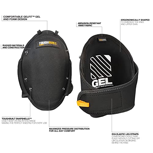 ToughBuilt - GelFit Knee Pads, EVA Foam & Gel Cushioning, TB-KP-G2 - size: Standard GelFit (Black)