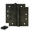 Solid Brass Door Hinge Heavy Duty Ball Bearing 4x4 Inch - Set of 2 Hinges (Antique Brass) - color: Antique Brass