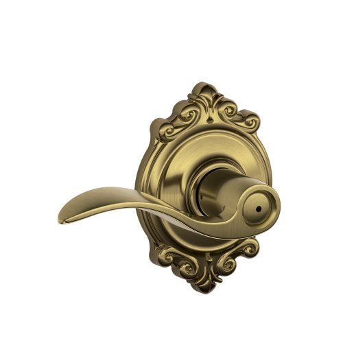 SCHLAGE Accent Bed/Bath Privacy Door Handle with Lock, Antique Brass - color: Antique Brass, size: Brookshire