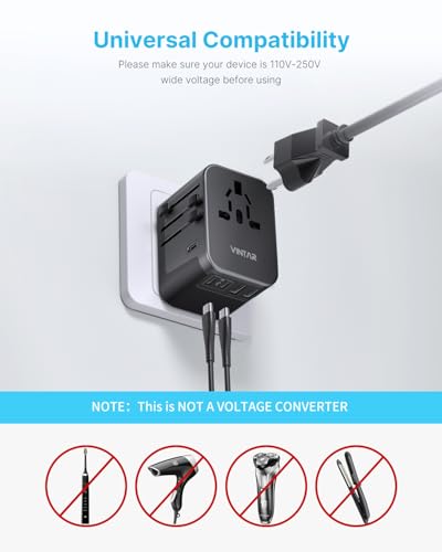 VINTAR Universal Travel Adapter 30W, International Power Adapter - color: 30W Black
