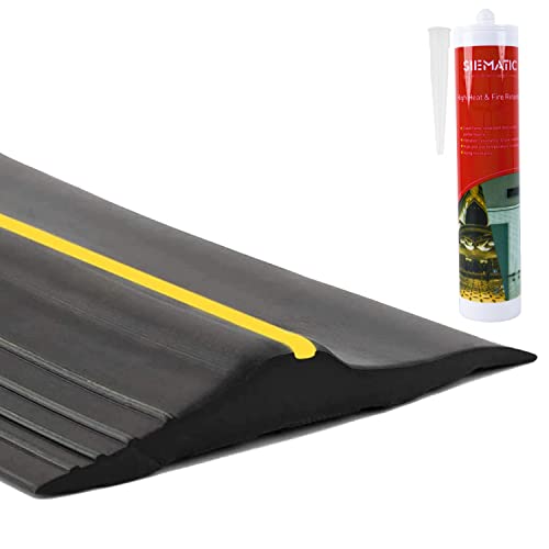 ToLanbbt 10Ft/3M Universal Garage Door Rubber Threshold Strip with 300ml Black Adhesive/Sealant, Weatherproof Seal Strip DIY Weather Stripping Replacement (Black+Yellow) - color: Black+Yellow, size: 10 Ft (incl. 1 adhesive)