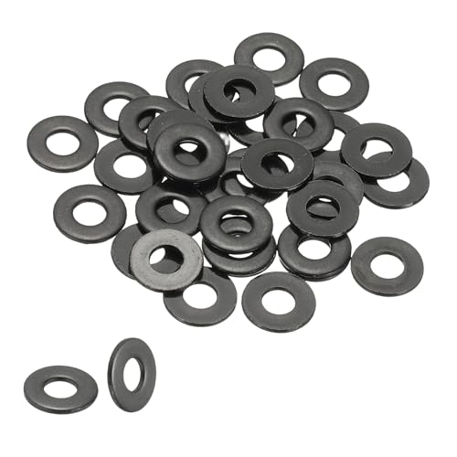 PATIKIL 8# Flat Washers 3/16" ID x 7/16" OD, 50 Pcs 304 Stainless Steel Metal Washers Black Electroplated Flat Gasket Spacer for Screws and Bolts, Black - size: 1/2 x9/16"ID x OD