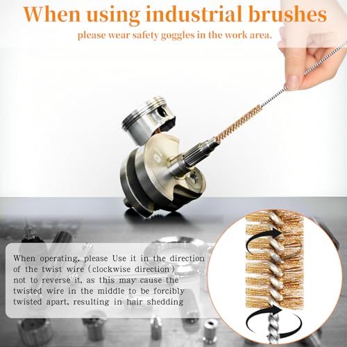 9pcs Tube Cleaning Brush Set 12" Round Long Brass Wire Brushes - size: 9