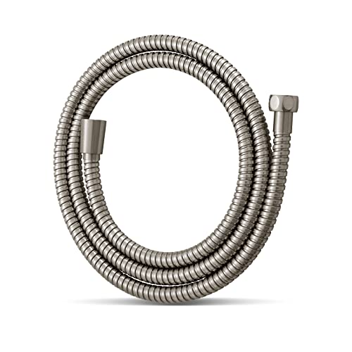 OFFO Shower Hose, Brushed Nickel Kink Free Stainless Steel Shower Hose Attachment Electroplating Handheld Shower Head Hose Flex Hoses Extension with Brass Insert & Nut for Pet Bathing Cleaning 60 in - color: Brushed Nickel, size: 60 in