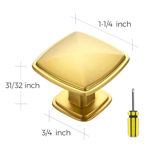 Ravinte Brushed Brass Solid Knobs Gold Kitchen Cabinet Pull,5 Pack,Square-1 - style: Traditional