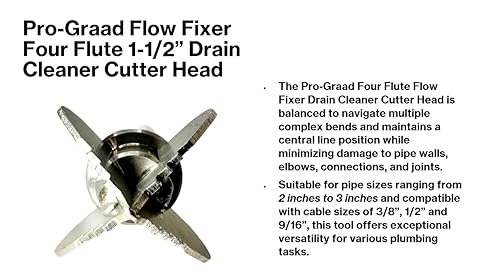 Flow Fixer Drain Cleaner Cutter Head 1.6", Spear, Slot, for 2" - 3" Pipes - style: 1-1/2" Four Flute (for 2" - 3" pipes)