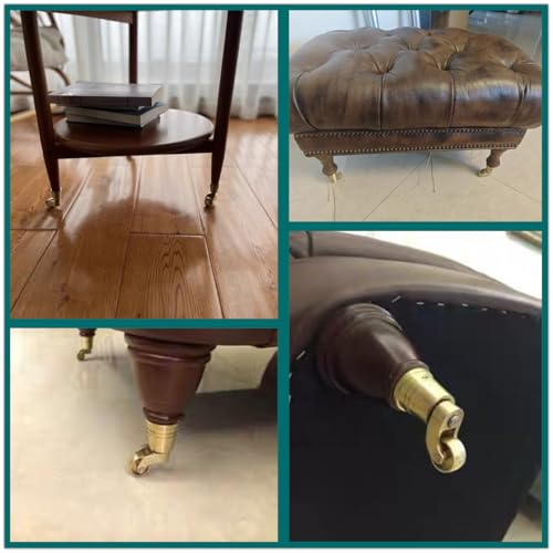 dophee 4Pcs Bronze Swivel Round Cup Caster for 25-30mm/1"-1.18" Wood Legs