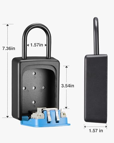 Puroma Key Lock Box Large with Code Lockbox Outdoor Wall Mount Safe 1 Blue - color: Blue