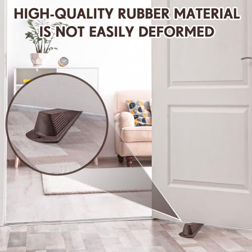 Frienda 2 Pcs Heavy Duty Rubber Door Stops Wedge Stackable,Coffee - color: Coffee