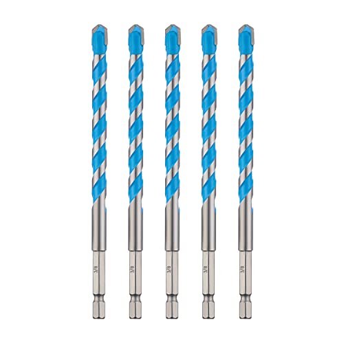toolant 3/8" Shockproof Hex Shank Masonry Drill Bits, 5-Piece Set - size: 3/8" (5pcs)