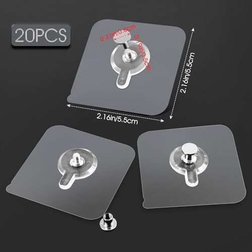 20 Pcs Adhesive Picture Hooks, Wall Hangers Without Nails, Adhesive Wall Hooks, to use Inside Kitchen, Bathroom, Home and Office