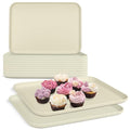 Plastic Serving Trays, 12 Pack Cafeteria Trays Plastic Fast Food Tray for DIY Projects, Painting, Beads, Organizing Supply, 9.4 X 6.7 X 0.6 Inches (Light Beige) - color: Light Beige