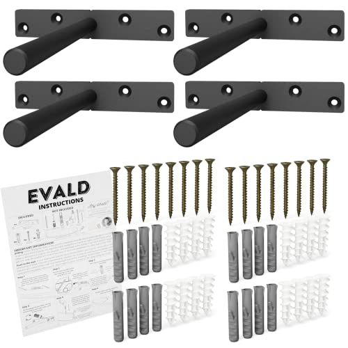 EVALD Heavy Duty Floating Shelf Brackets 6 Inch, Hidden Shelf Brackets with Screws & Anchors, Floating Shelves Hardware, Brackets for Shelves Heavy Duty (4 Pack) - size: 6 Inch, style: 4 Pack Heavy-duty