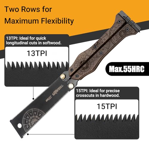Foldable Japanese Saw, 5.5" Butterfly Hand Saw with SK5 Blade - color: Brownish Black