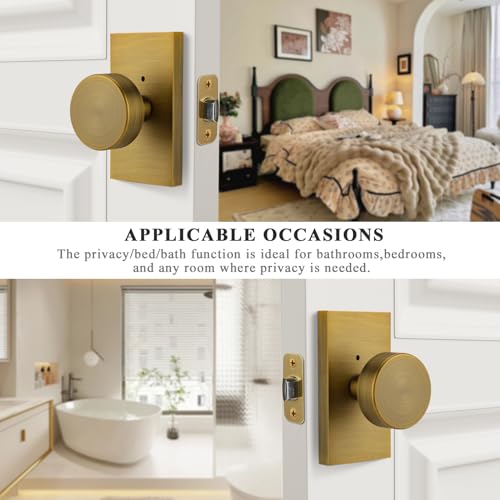 Antique Brass Door Knobs Privacy Door Knobs Interior with Lock - color: Antique Brass
