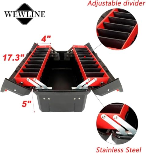 WEWLINE Tool Box Organizer 18.5" Tool Storage with Adjustable Compartment Portable Toolbox with Handle Perfect for Home Office Garge - style: Style 4